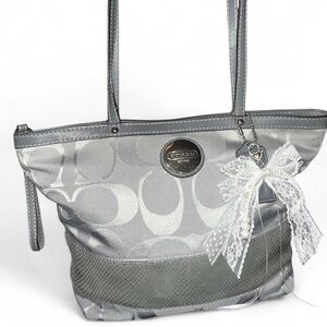 Coach Silver and Gray Tote Bag